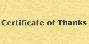 certificate of thanks